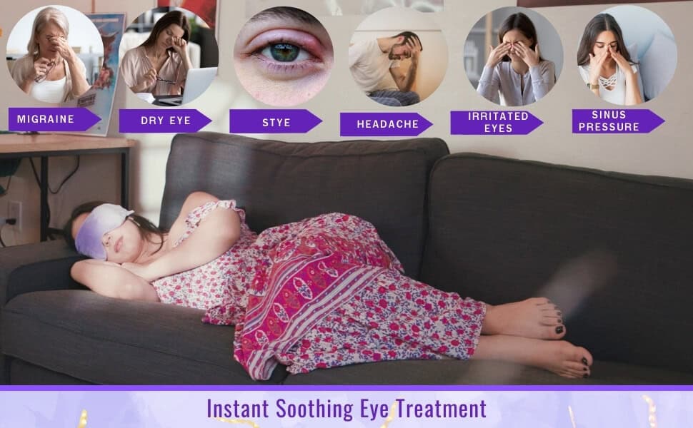 Hot and Cold Comfort Lavender Eye Mask Lavender weighted eye mask designed for hot and cold comfort around the eyes